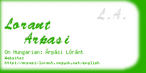 lorant arpasi business card